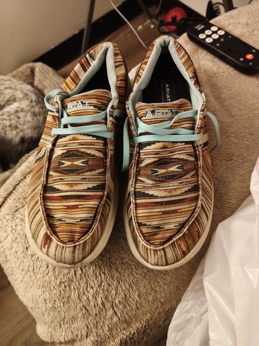 Ariat Women's Multicolored Aztec Knit Sneakers with Light Blue Laces